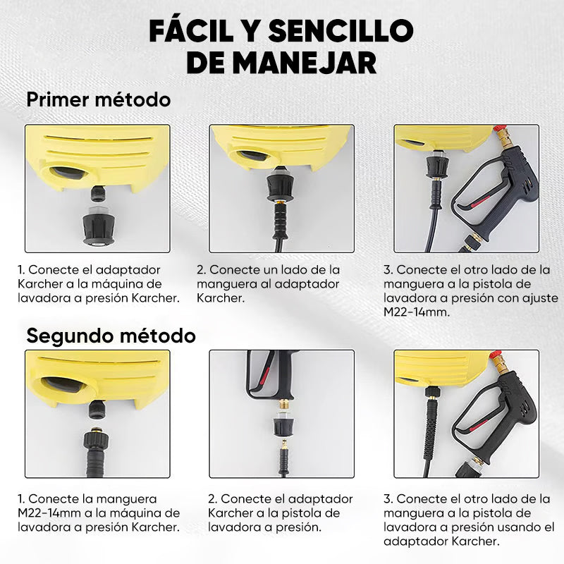 Pistola de Agua a Alta Presión con Boquillas para Lavado de Autos