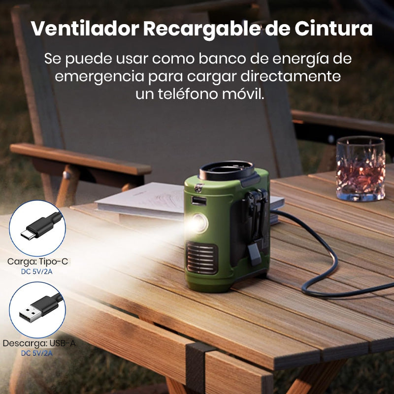 Ventilador recargable con clip para la cintura