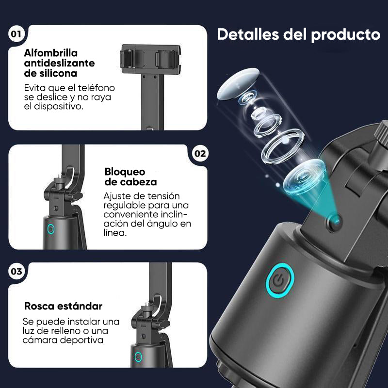 Trípode Selfie 360° con Luces y Seguimiento Facial