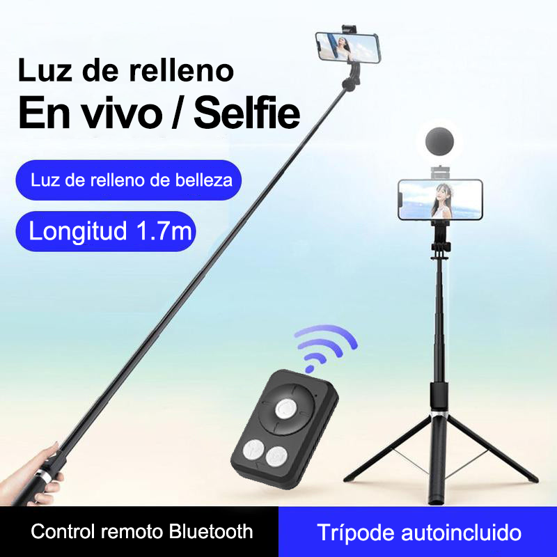 Palo Selfie 6 En 1 Con Luz De Relleno