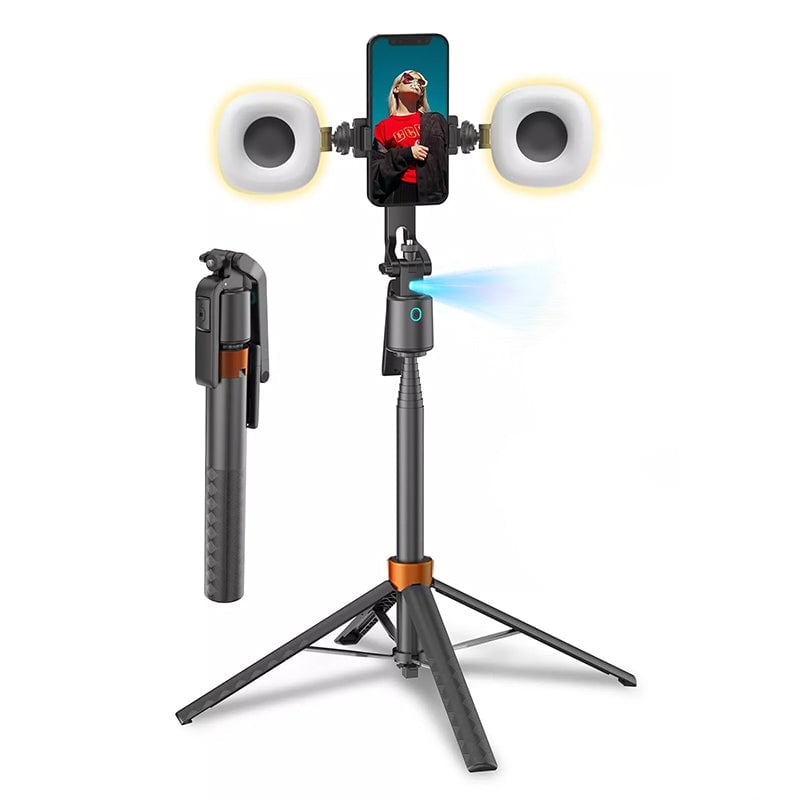 Trípode Selfie 360° con Luces y Seguimiento Facial