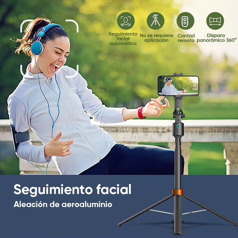 Trípode Selfie 360° con Luces y Seguimiento Facial