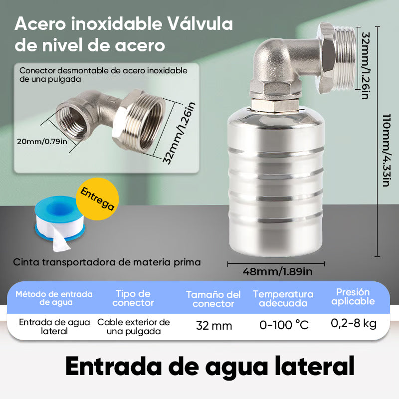Válvula Flotante Mini Automática de Acero Inoxidable 304
