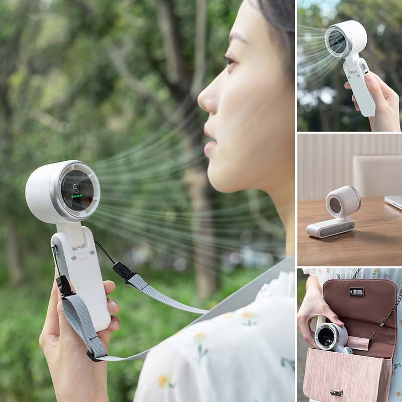 Ventilador de mano plegable de alta velocidad con turbina
