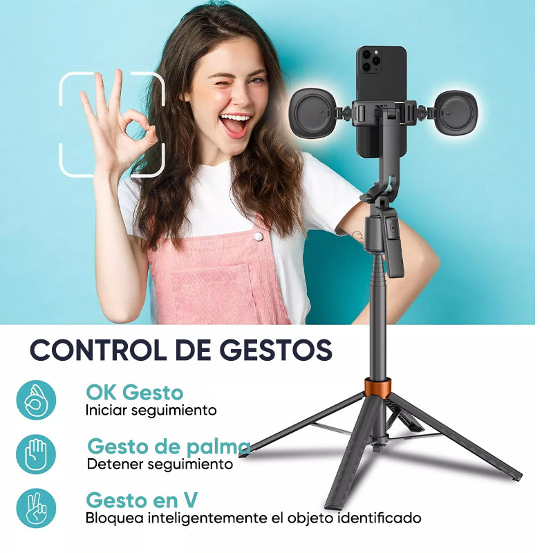 Trípode Selfie 360° con Luces y Seguimiento Facial